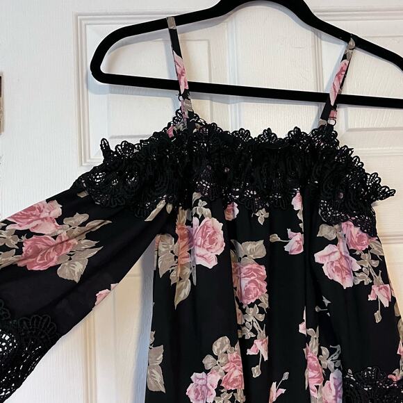 Iz Byer Lace-Trim Off Shoulder Blouse - Size S - Picture 3 of 7